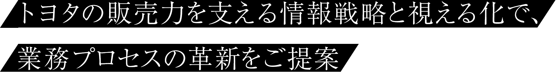 トヨタの販売力を支える情報戦略と視える化で、業務プロセスの革新をご提案。